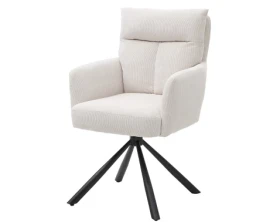 Otočná jídelní židle Sofia, světle béžová strukturovaná látka