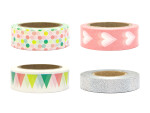 Washi pásky - mix - 1 balení - 4 ks