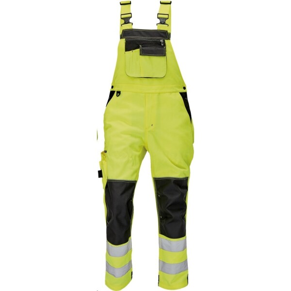 CRV Cerva Montérkové kalhoty KNOXFIELD Hi-Vis FL pánské reflexní s laclem elastické šle žluté 64 žluté