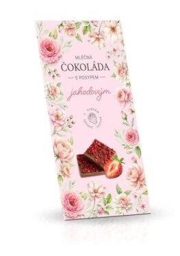Mléčná čokoláda s jahodovým posypem Růžové květy 175g
