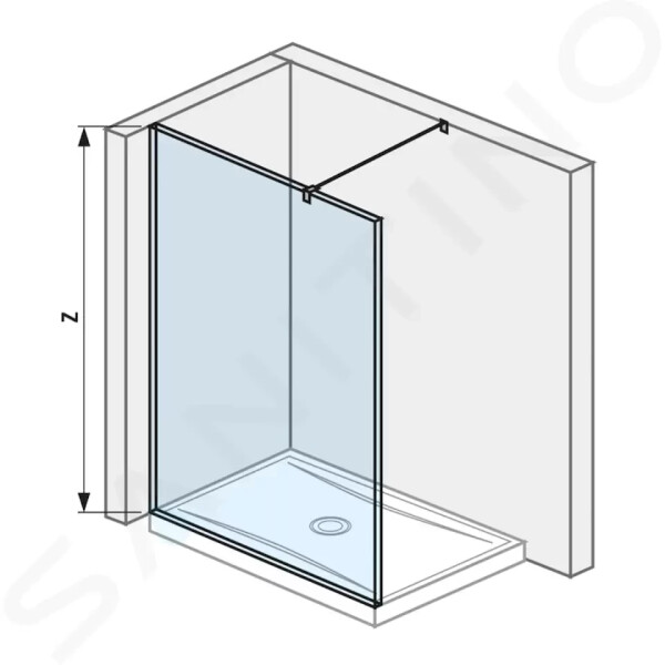 Pure Skleněná stěna boční, 1300x2000 mm, s úpravou Jika Perla Glass H2674240026681