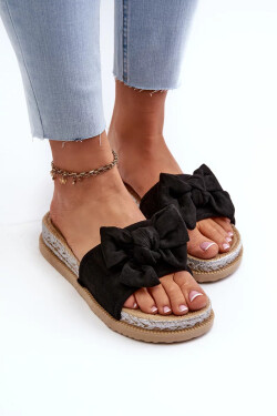 Dámské pantofle na platformě s mašlí, černá Aflia Velikost: 37