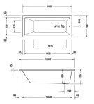Duravit No.1 Vana 160x70 cm, bílá 700488000000000