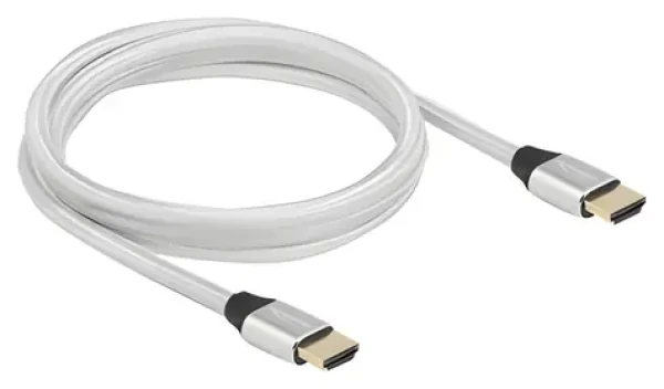 DeLock Ultra vysokorychlostní HDMI 85367 stříbrná / Kabel / 48 Gbps / 8K/60Hz / 2m / pozlacené konektory (85367)