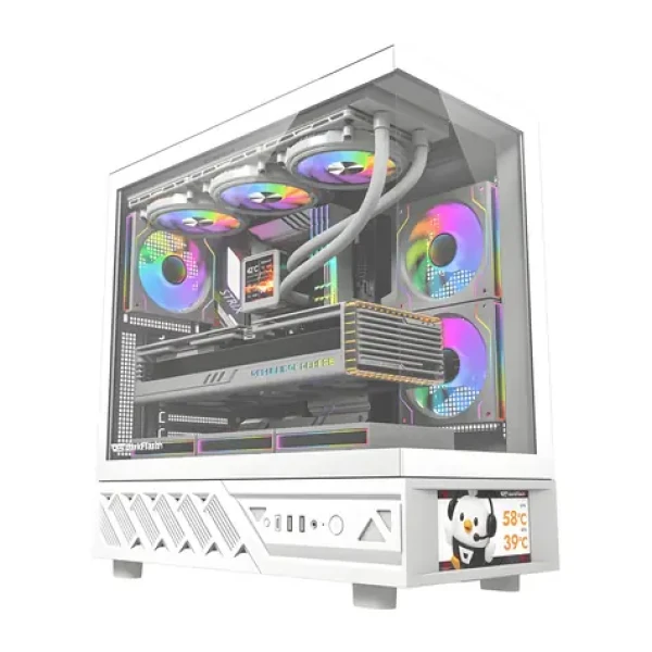 DarkFlash DS950V bílá / Počítačová skříň / ATX / IPS displej / 270° panel / 6x ventilátor (DS950 SCRN WHT +6F)