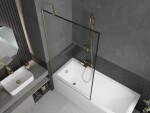 MEXEN/S - Next vanová zástěna FIX 100 x 150, černá vzor, zlatá kartáčovaná 895-100-000-00-70-55