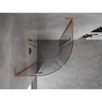 MEXEN/S - Mist L sprchový kout čtvrtkruh, křídlové 90 x 90, transparent, měď kartáčovaná 8A33L-090-090-65-00