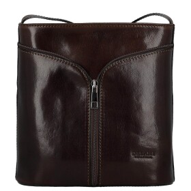 Luxusní dámská kožená crossbody kabelka Liara, tmavě hnědá