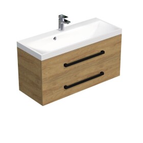 Koupelnová skříňka s černou úchytkou a umyvadlem SAT Cube Way 100x53x40 cm dub Hickory mat CUBE2C100ZDH CUBE2C100ZDH