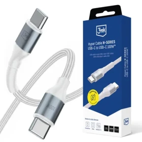 3mk Hyper kabel N-SERIES USB-C na USB-C 1m 20V/5A 100W bílá (5903108680387)