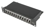 Lanberg PPF6-9012-B černá / Patch panel / 12 portů RJ-45 / STP / Cat 6 / 10" (PPF6-9012-B)