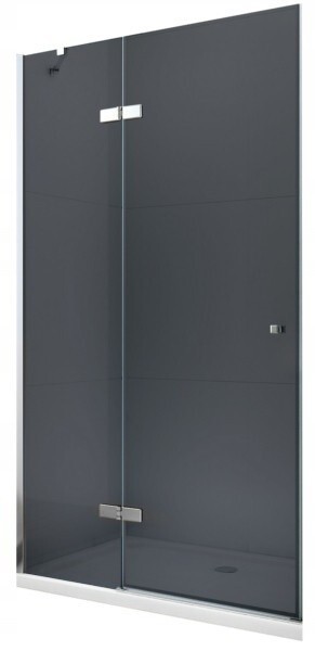 MEXEN - ROMA křídlové dveře 80x190 cm 6mm, chrom, grafit se stěnovým profilem 854-080-000-01-40