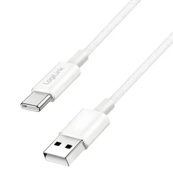 LogiLink USB-A - USB-C bílá / Nylonový kabel / USB 2.0 / 60 W / 0,5 m (CU0320)