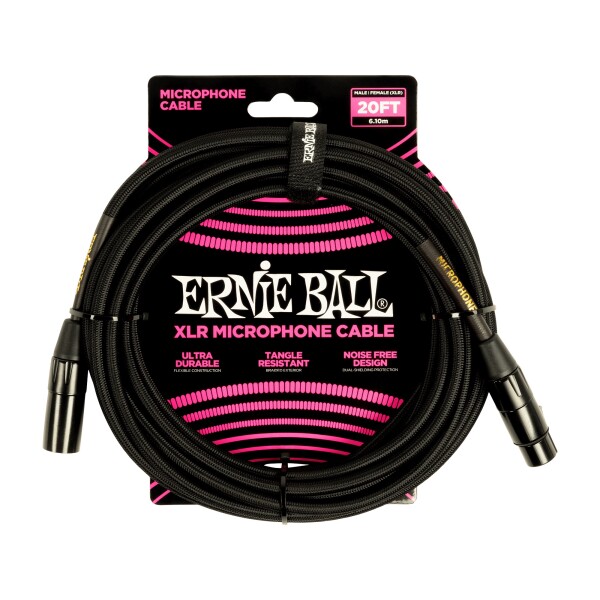 Ernie Ball 20' Braided XLR Cable Black