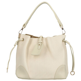 Módní dámská koženková kabelka na rameno Linna, krémová