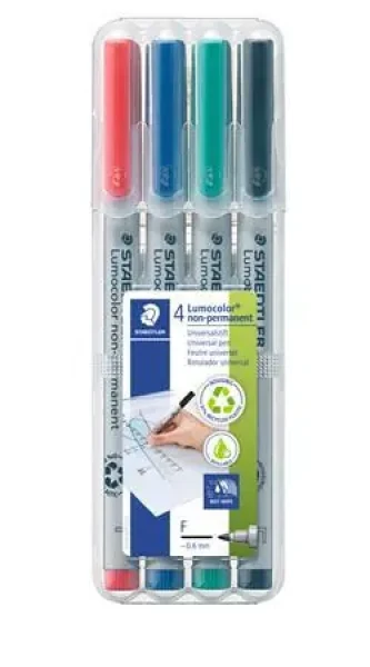 Staedtler Lumocolor F non-perm / Popisovač na fólie / 4 ks / 0,6 mm / smazatelný (316 WP4)