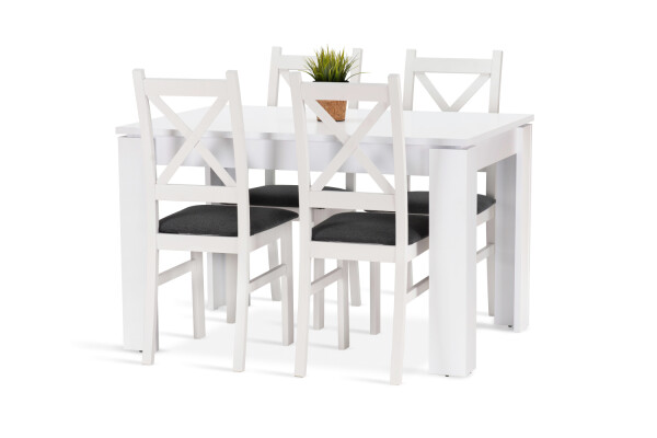 FRONTI Jídelní sestava INTER stůl 120x80 + 4 židle bílá