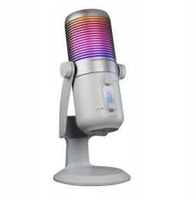 Rampage Diyez RGB bílá / Stolní mikrofon / kapacitní / Mini Jack 3.5 mm / USB-C (DIYEZ-WHITE)