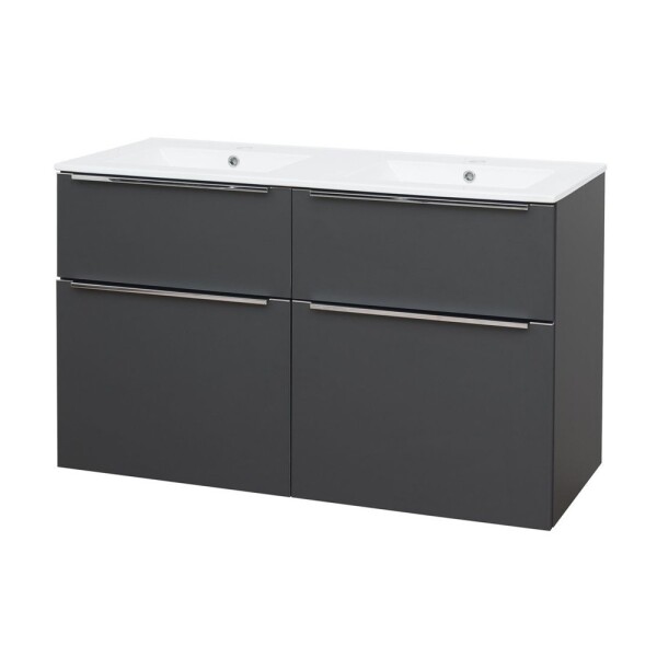 Mereo Mailo, koupelnová skříňka s keramickým umyvadlem 121 cm, antracit, elox AL madlo CN533A