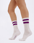Organic Basics Core Stripe Crew Socks 3-pack White / Aubergine 39-42