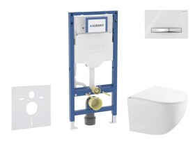 GEBERIT - Duofix Set předstěnové instalace, kompaktního klozetu Gaia a sedátka softclose, tlačítko Sigma50, chrom/alpská bílá SANI11CA3148B