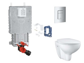 GROHE - Uniset Set předstěnové instalace, klozetu, sedátka SoftClose, tlačítka Skate Cosmopolitan a sady pro vhazování tablet, matný chrom SANI15BB2114