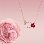 Náhrdelník Amorette - dvojité srdce, stříbro 925/1000, Zlatá 40 cm + 5 cm (prodloužení)