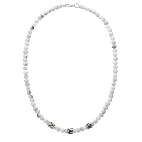 Pánský korálkový náhrdelník Alain - 6 mm Howlit, etno styl, Bílá/čirá 47 cm