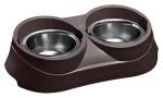 Ferplast DUO Feed 01 / Dvojmiska pro psy / Nerezová / Plastový držák / 0,4 l (340750)