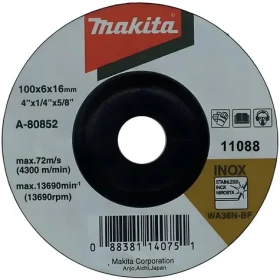 Makita Brusný kotouč na nerez 100x16 mm / Brusný kotouč / nerezová ocel / tloušťka 6 mm / 13690 1/min (A-80852)