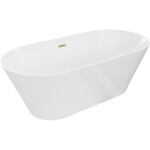 MEXEN/S - Luna Slim volně stojící vana 170 x 75, bílá, sifon a přepad zlatá kartáčovaná 52041707500-55