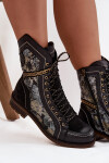 Dámské kotníkové boty z pravé kůže Maciejka 07097-01 Černo-zlaté 41