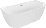 MEXEN/S - Oval vana volně stojící nástěnná 160 x 80, bílá, sifon a přepad růžové zlato 52671608000-60