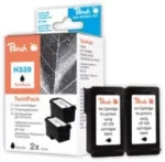 Peach Twin Pack Ink Cartridges black, compatible with HP C8767E, No. 339 (313034)