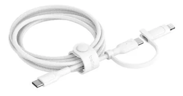 Belkin BOOST CHARGE kabel 2-v-1 USB-C + Lightning bílá / 1,5m (CAC003HQ1.5MWH)