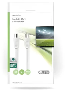 Nedis Koaxiální kabel IEC-IEC 10m bílá / Koaxiální kabel / 75 Ohm / Dvojité stínění / 90 dB (CSGP40200WT100)