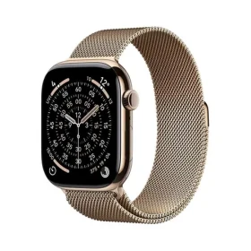 Apple Watch Series 11 GPS+Cellular 42mm Zlaté titanové tělo - Zlatý milánský tah / 130–180 mm (MF8Y4MP/A)