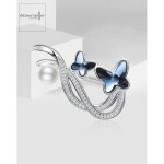 Brož Swarovski Elements Stacey - motýl, Modrá