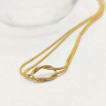 Náhrdelník z chirurgické oceli s propleteným uzlem Inés Gold, Zlatá 38 cm + 5 cm (prodloužení)