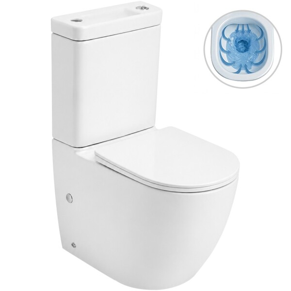 CERANO - WC kombi s umývátkem Cesso, Rimless - bezokrajové splachování + UF sedátko - spodní/zadní odpad - bílá lesklá - 61,8x38 CER-680362