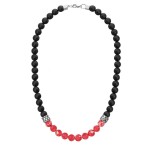 Pánský náhrdelník Sebastien - 8 mm červený jaspis, onyx, Červená 50 cm