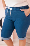Dámské bavlněné šortky Plus Size s vázáním džínovina XL