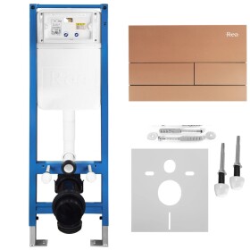 REA - Podomítkový Instalační Set Slim 024N pro WC s Tlačítkem T Brush Copper KPL-E1053