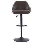 Židle barová, potah hnědá látka v dekoru vintage kůže, chromová podnož