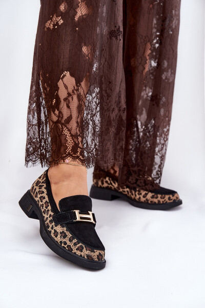 Semišové Dámské Mokasíny Panteřové Černé Vinceza 66791 36