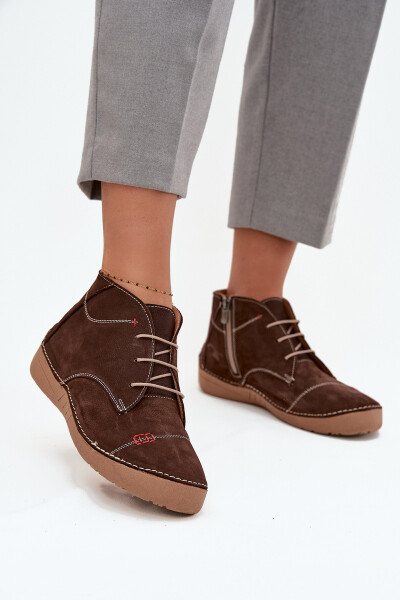 Kožené dámské polobotky s prošitím na zip Artiker 57C2117 hnědé 40