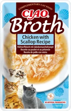 CHURU Kapsička Broth kuře, hřebenatky 40 g / Pro kočky / Bez obilovin