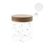 Bastion Collections Dóza s dřevěným víkem Store It 13 cm nápis, čirá barva, sklo