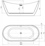 MEXEN - LOTOS volně stojící vana 160x75, bílá/černá bez krytky přepadu a zátky 52051607775-SS