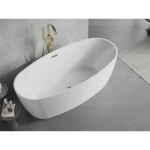 MEXEN/S - Lira volně stojící vana vzor 170 x 80, bílá, sifon a přepad zlatá 52831708000-50